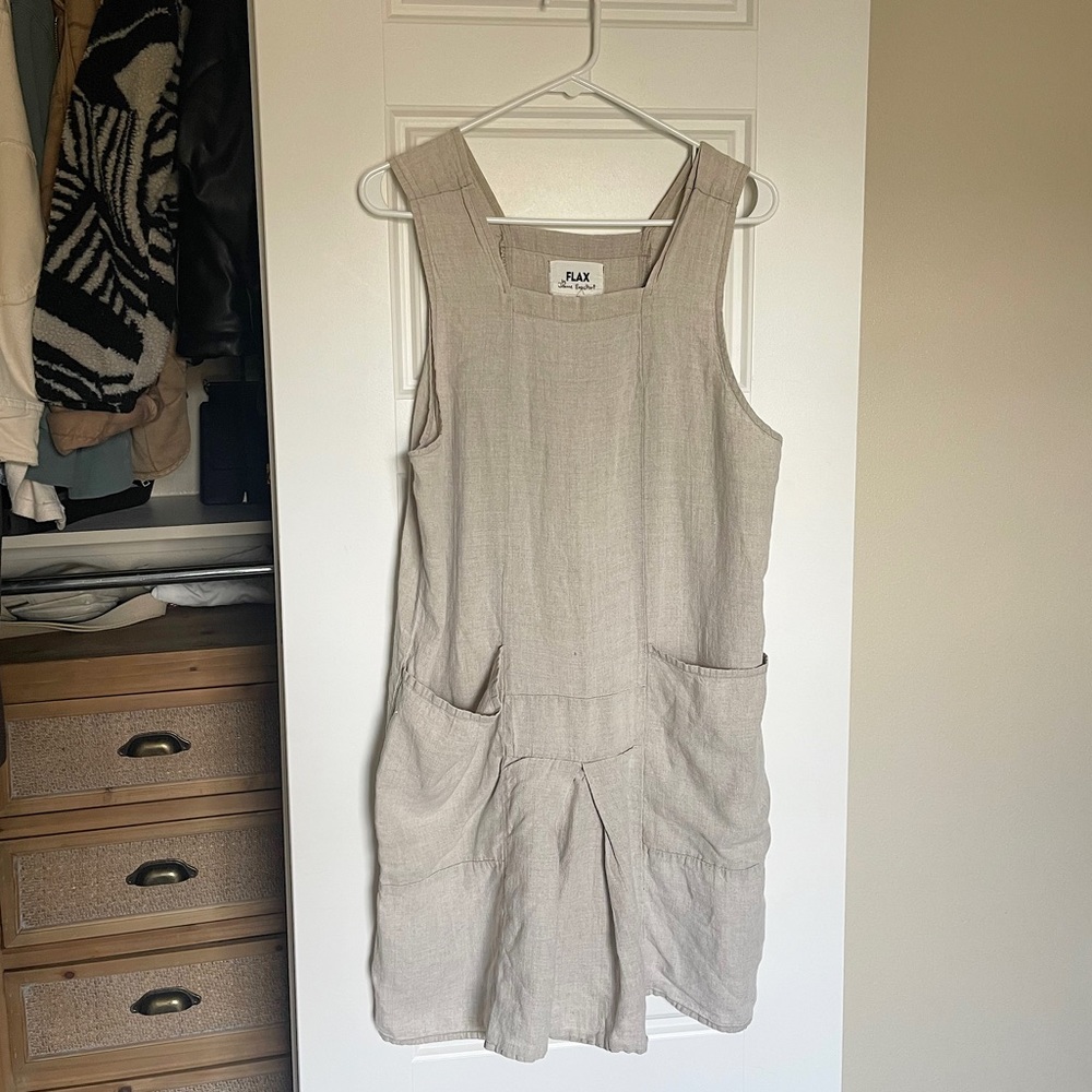 FLAX 100% linen dress, size small, in tan
